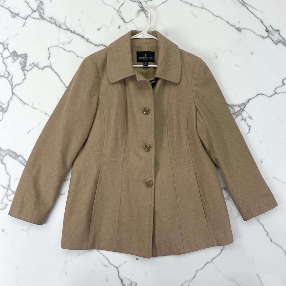 London Fog Women’s Tan Heather Coat Jacket Wool Blend Sz XL